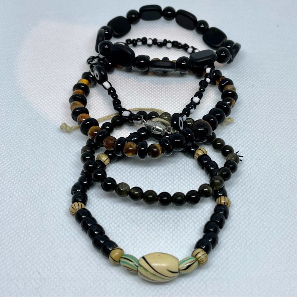 Set of 5 black Bracelet stack